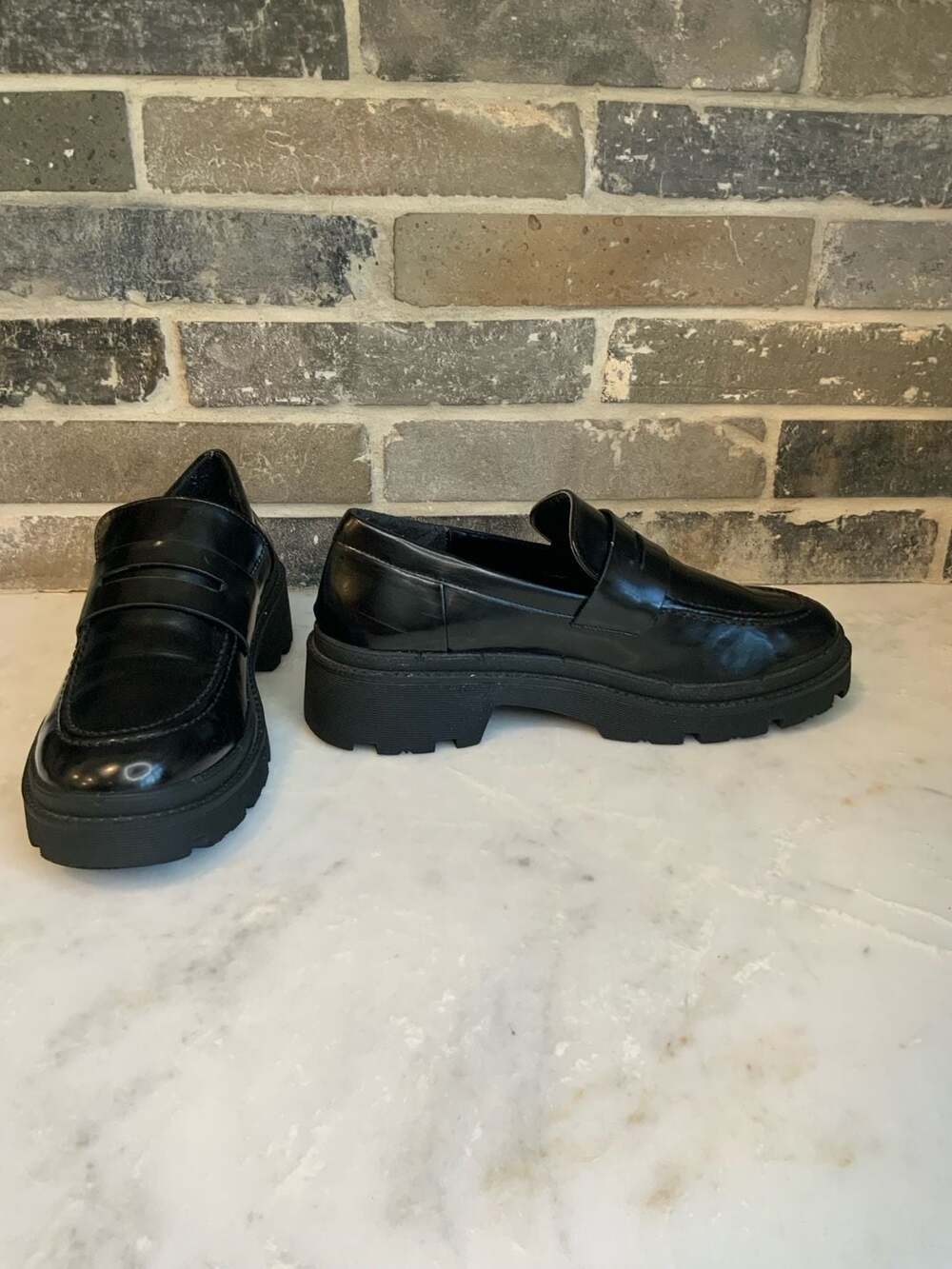 Zara Chunky Lug Sole Penny Loafers Size 39 Black